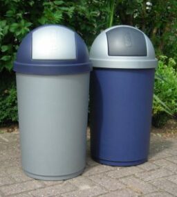 Afvalbak zilver - blauw 50 liter